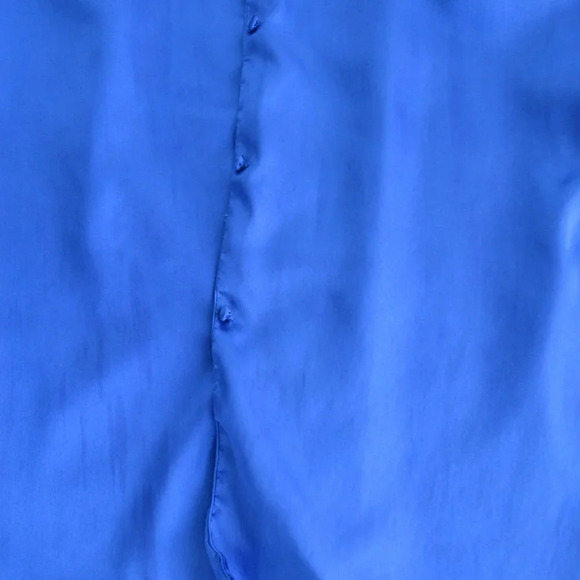 Vintage Dominque Royal Blue Silky-Like Button Down Nightgown LG - Picture 8 of 14